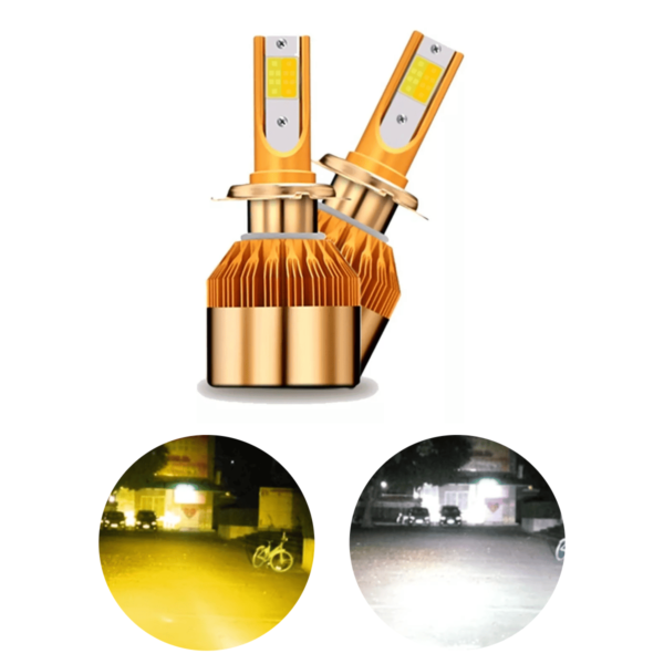 2 Focos Kits Led Auto Moto Faro Luz Blanca Amarilla H4 H7