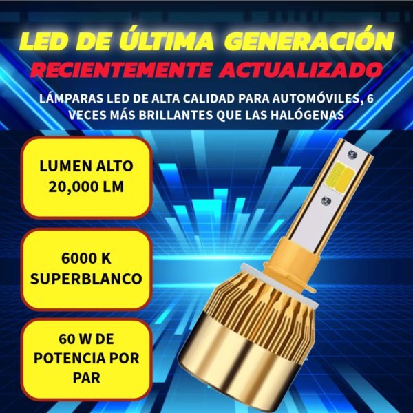 2 Focos Kits Led Auto Moto Faro Luz Blanca Amarilla H4 H7 - Image 2
