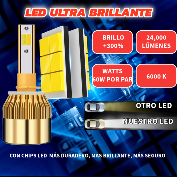 2 Focos Kits Led Auto Moto Faro Luz Blanca Amarilla H4 H7 - Image 3