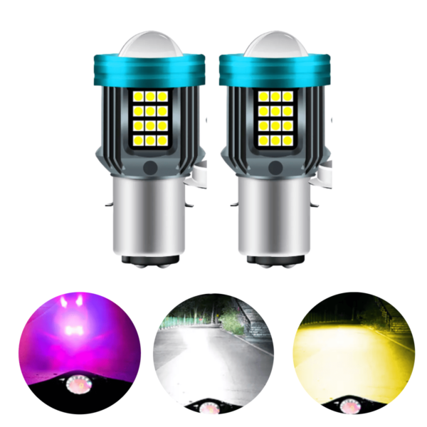 Kit Led Foco Lupa H4 Ba20 Motocicleta Luz Blanca Amarilla