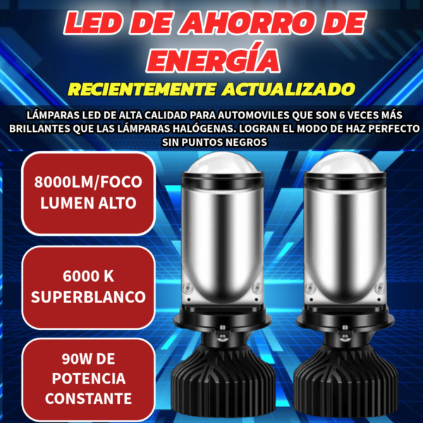 Kits Led Foco Lampara Auto Moto H4 Luz Blanca Lupa Canbus - Image 2