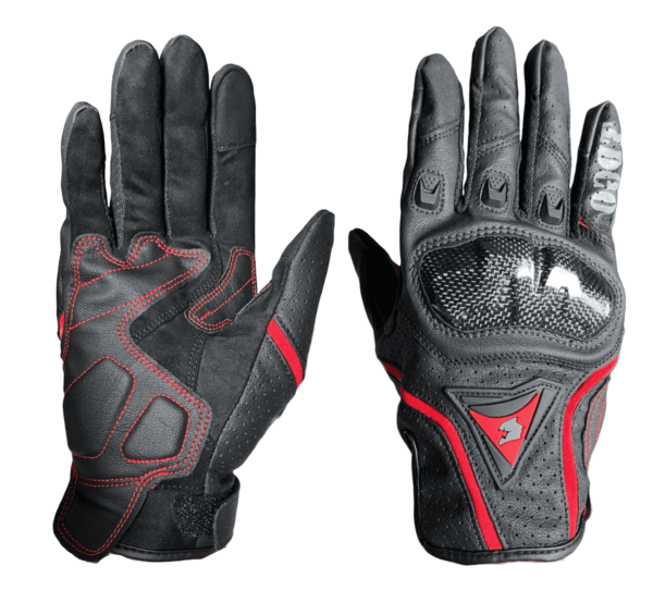 Guantes Moto Piel Fibra Carbono De Impermeable Protecciones - Image 3