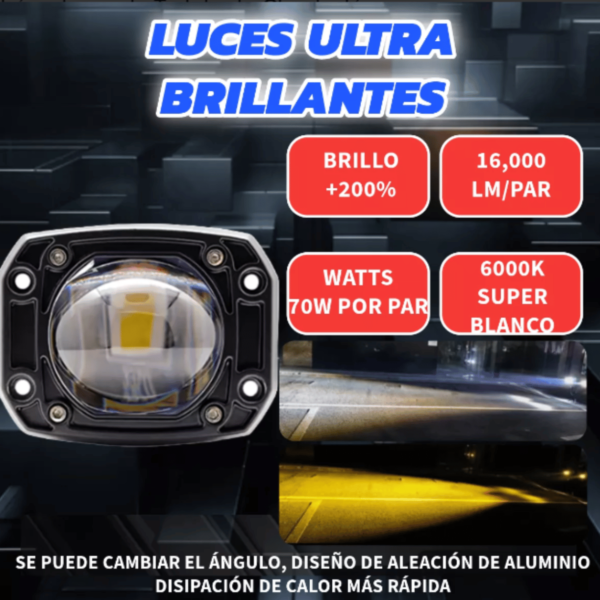 2 Faros Led Premium Auto Moto Exploradora Potente Auxiliar - Image 4