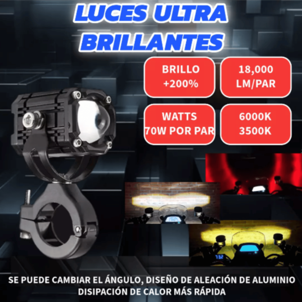 2 Faros Led Exploradora Luz Lupa Auto Moto Demonio Potente - Image 2