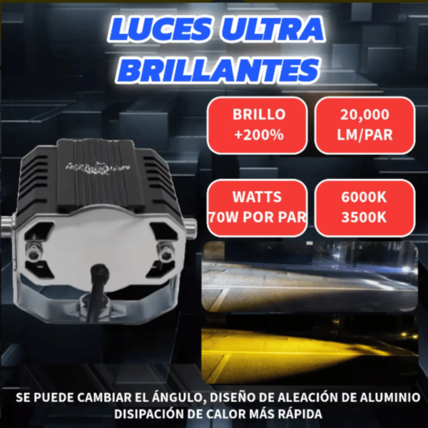2 Faros Led Luz Lupa Auxiliar Auto Moto Exploradora Potente - Image 2