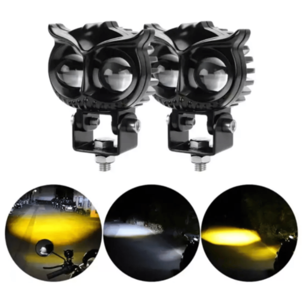 2 Faros Auxiliares Moto Premium Exploradora Potente Buho Led