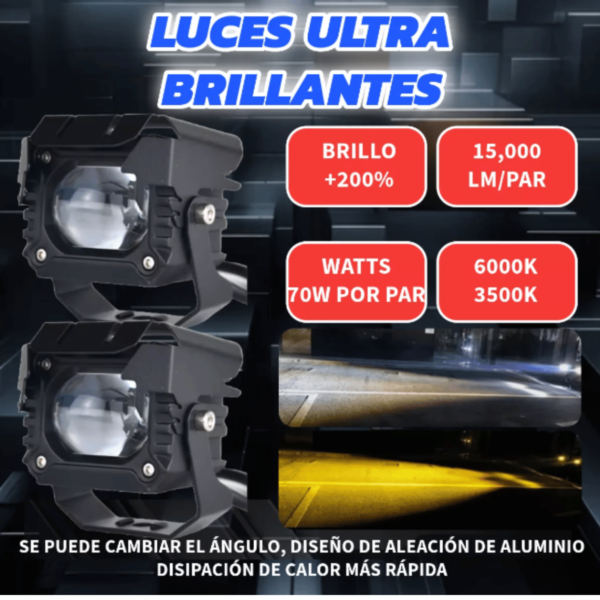 2 Faros Led Premium Auto Moto Exploradora Potente Luz Lupa - Image 3