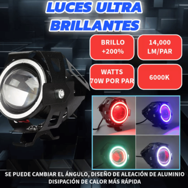 2 Faros Auxiliares Moto Auto Exploradoras Grandes Lupa Led - Image 3