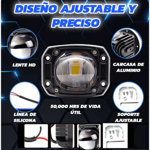 2 Faros Led Premium Auto Moto Exploradora Potente Auxiliar - Image 2