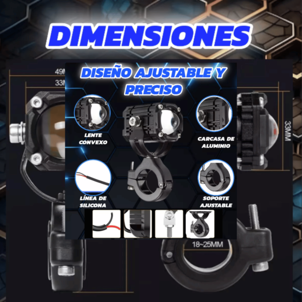 2 Faros Led Exploradora Luz Lupa Auto Moto Demonio Potente - Image 3