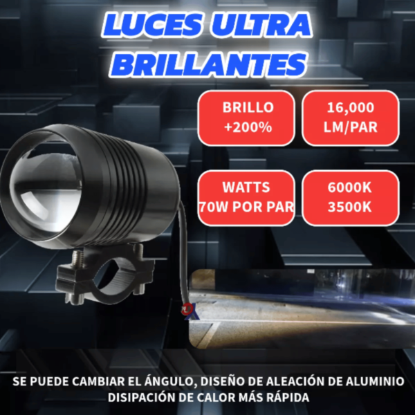 2 Faros Led Luz Lupa Auxiliar Auto Moto Potente Exploradora - Image 3