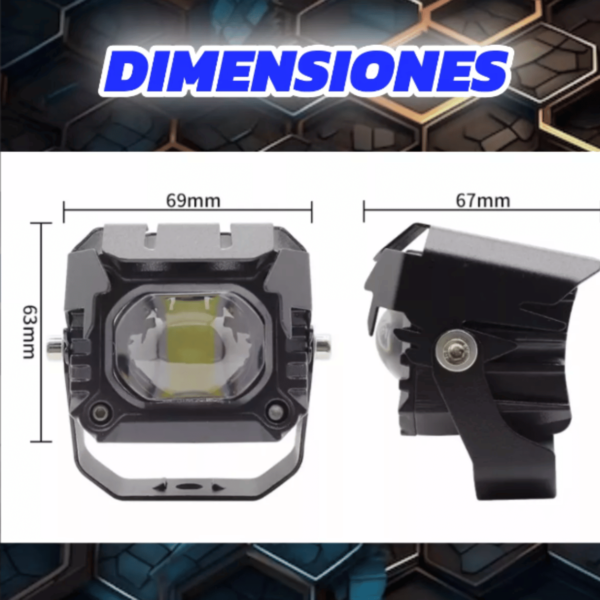 2 Faros Led Premium Auto Moto Exploradora Potente Luz Lupa - Image 4