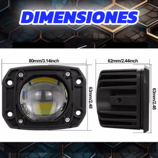 2 Faros Led Premium Auto Moto Exploradora Potente Auxiliar - Image 3