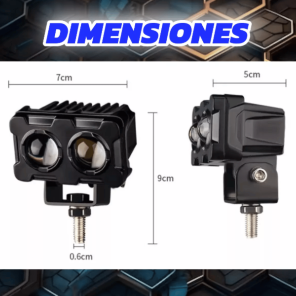 2 Faros Auxiliares Moto Auto Lupa Exploradora Doble Potente - Image 2