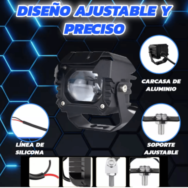 2 Faros Led Premium Auto Moto Exploradora Potente Luz Lupa - Image 2