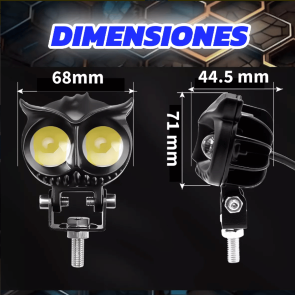 2 Faros Auxiliares Moto Premium Exploradora Potente Buho Led - Image 2