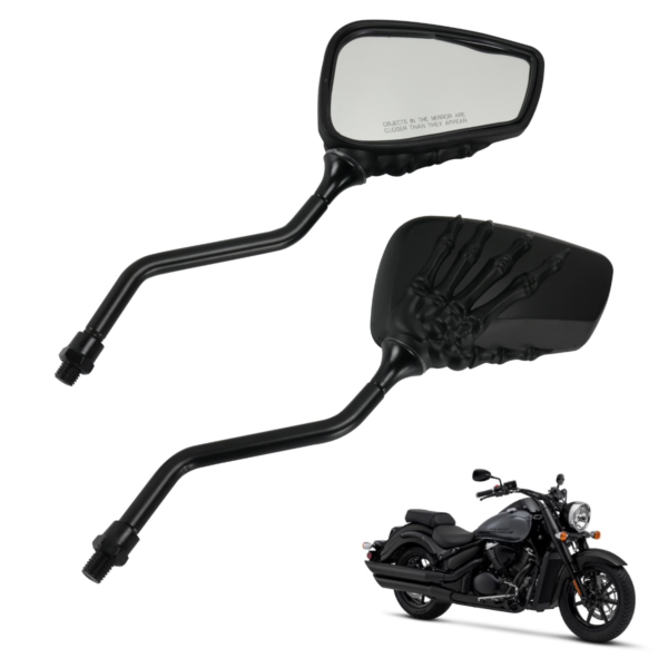 Espejos Retrovisores Mano Calavera para Moto 10mm Estilo Rebelde