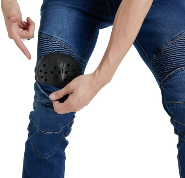Pantalón Motociclismo Reforzado Con Protecciones Mezclilla - Image 3