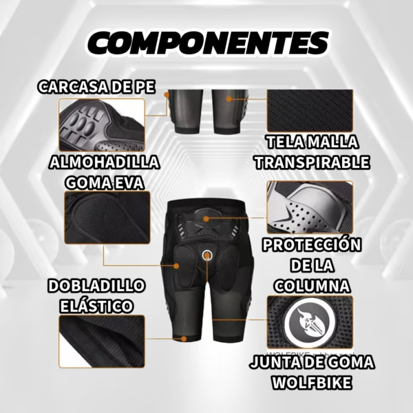 Short Con Protecciones Duras Ciclismo Moto Máxima Seguridad - Image 3