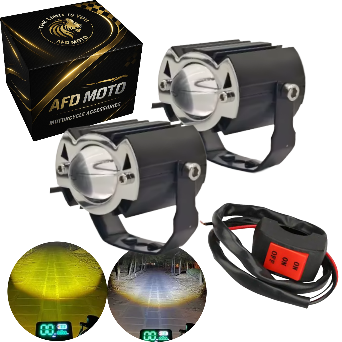 2 Faros Auxiliares Led Afd Moto Calidad Auto