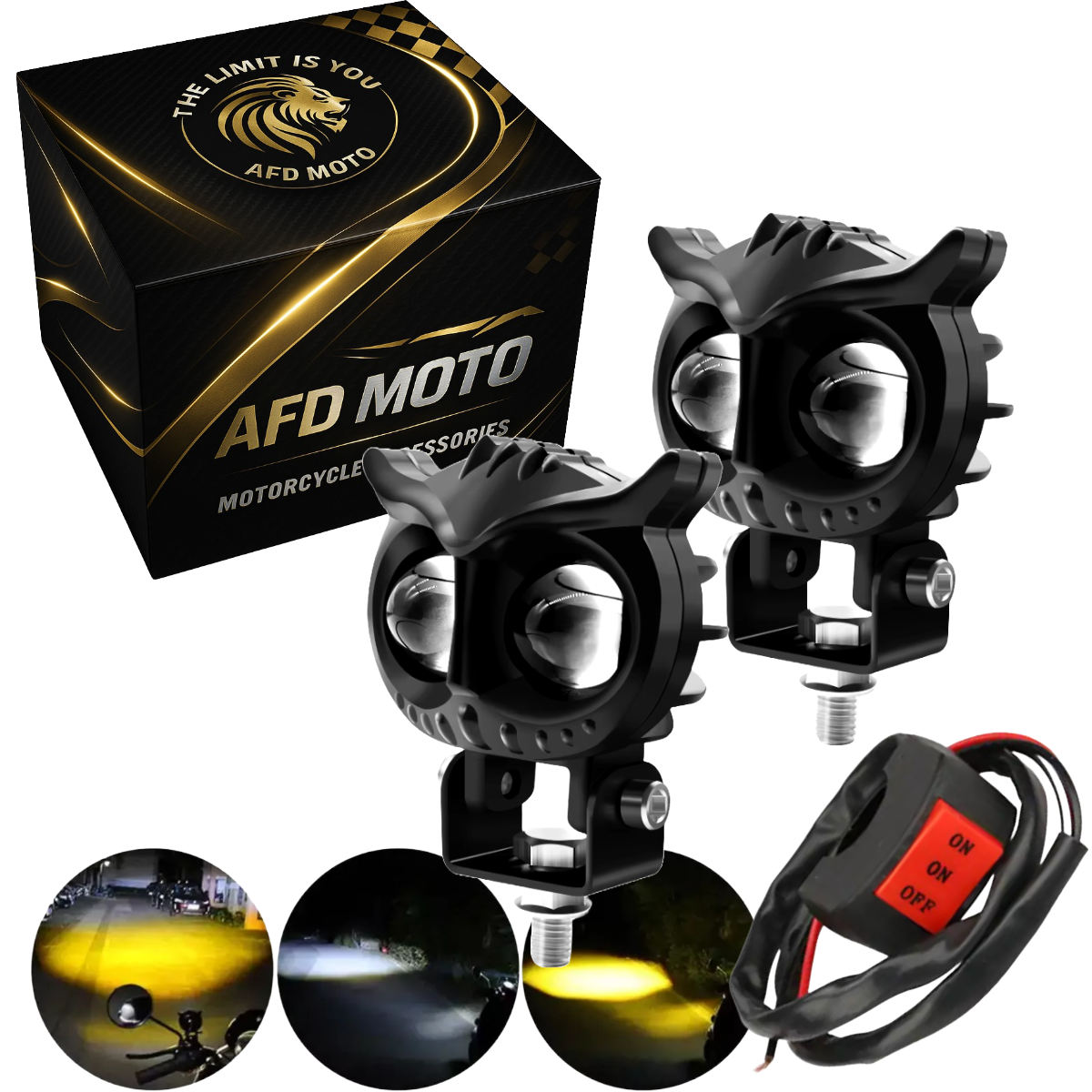 2 Faros Auxiliares Afd Moto Led Brillo
