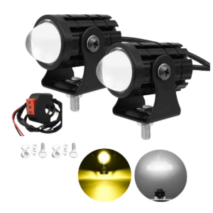 2 Faros Led Luz Lupa Moto Exploradora Hiper Potente + Switch