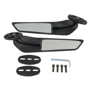 ESPEJO TIPO ALERON LARGO 265MM BASE 2 TORNILLOS NEGRO SET