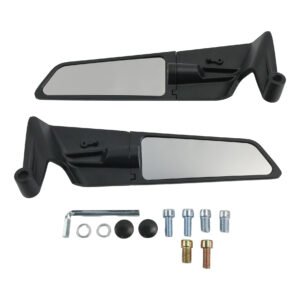 ESPEJO TIPO ALERON LARGO 265MM BASE CORTA NEGRO SET