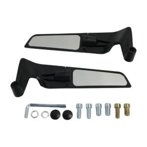 ESPEJO TIPO ALERON CORTO 230MM BASE CORTA NEGRO SET