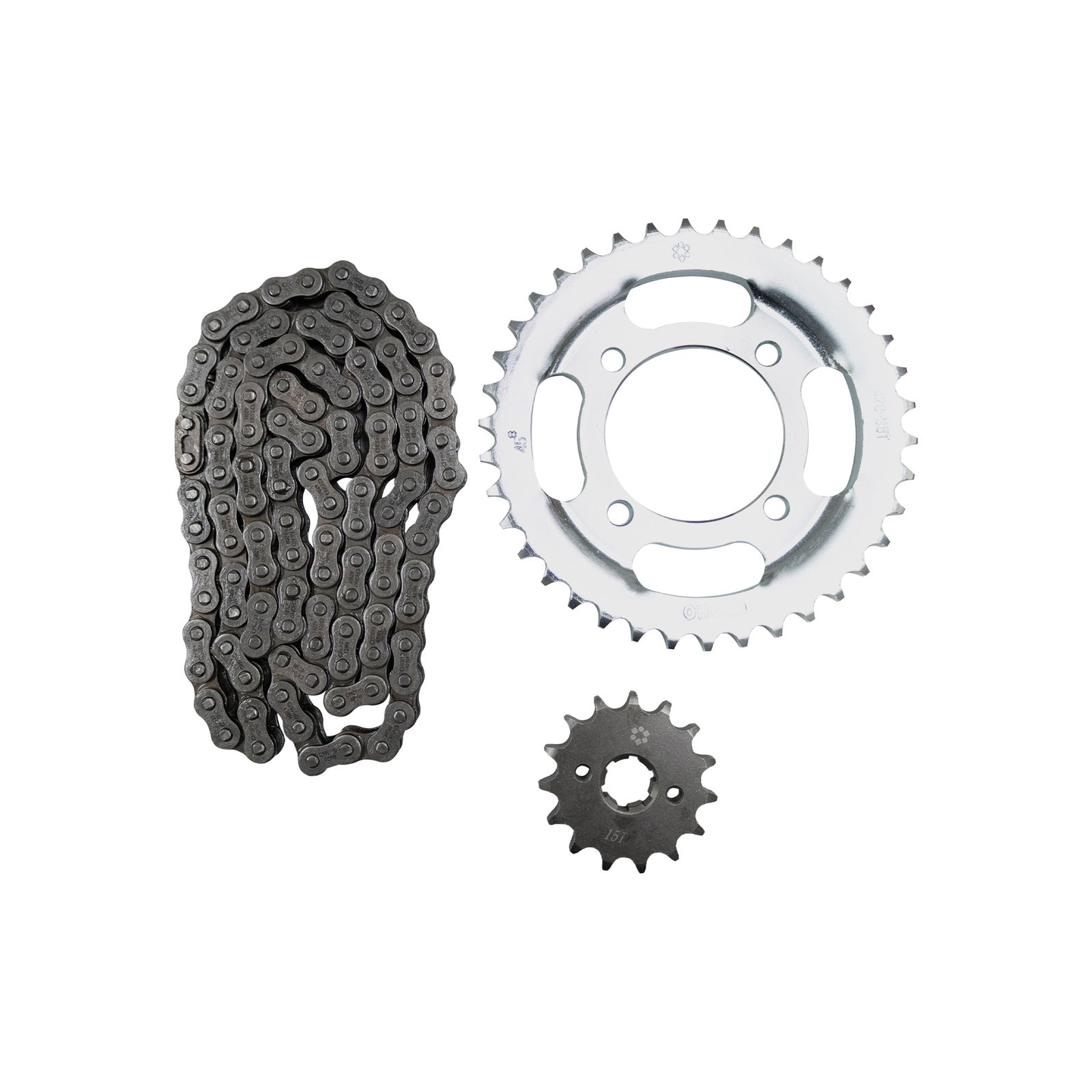 ENGRANE 38X15 CADENA 428HX108L CONCAVO SET VENTO RYDER 150 (20-21), LITHIUM 150 (20-21) / HONDA CGL 125 TOOL (12-19) CHOHO