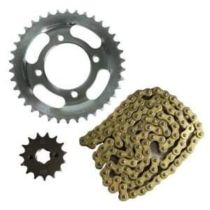 ENGRANE 38X15 CADENA 428X108L DORADO CONCAVO SET VENTO RYDER 150 (20-21) / HONDA CGL 125 TOOL (12-19) CHOHO
