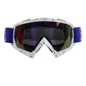 GOGGLE BLANCO PUNTOS NEGROS CON VISOR RAINBOW AZUL MODELO ACTIVE RODA