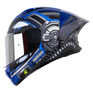 CASCO SHAFT SH596 SP AZUL MATE COSMO MICA TRANSPARENTE REPUESTO IRIDIUM SILVER XXL CERRADO