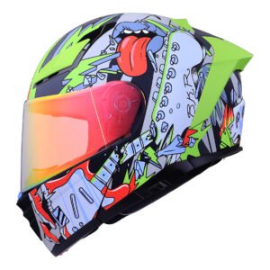 CASCO BKR RAVEN VERDE MATE ROCK ON MICA ROJO L ABATIBLE SVS ROJO