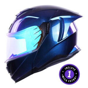 CASCO BKR APOLO AZUL CAMALEON MICA AZUL REPUESTO TRANSPARENTE XXL ABATIBLE SVS AZUL