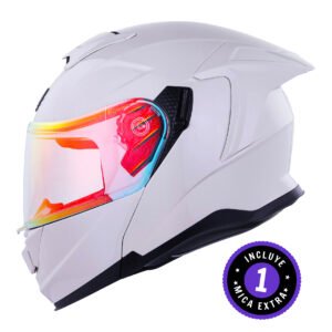 CASCO BKR APOLO ARENA APERLADO METALICO MICA ROJA REPUESTO TRANSPARENTE XXL ABATIBLE SVS ROJO