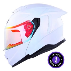 CASCO BKR APOLO CANDY PINK CAMALEON MICA ROJA REPUESTO TRANSPARENTE M ABATIBLE SVS ROJA