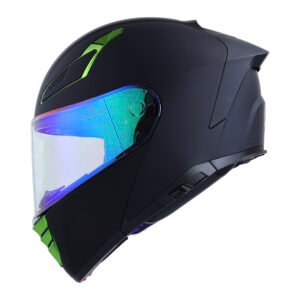 CASCO BKR RAVEN NEGRO MATE MICA VERDE XL ABATIBLE SVS