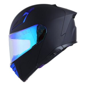 CASCO BKR RAVEN NEGRO MATE MICA AZUL M ABATIBLE SVS
