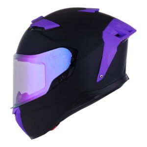 CASCO MARCA BKR FALCON NEGRO MATE MICA MORADA XL CERRADO SVS MORADO