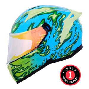 CASCO BKR HAWK VERDE SLIME MICA AMARILLA REPUESTO TRANSPARENTE L CERRADO SVS AMARILLO
