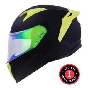 CASCO BKR HAWK NEGRO MATE MICA TRANSPARENTE REPUESTO VERDE XXL CERRADO SVS VERDE