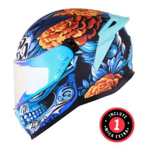 CASCO BKR HAWK AZUL MATE KATRINA MICA AZUL REPUESTO TRANSPARENTE XXL CERRADO SVS AZUL