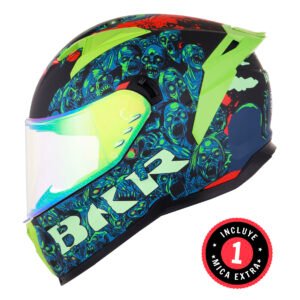 CASCO BKR HAWK VERDE MATE INFECTED MICA VERDE REPUESTO TRANSPARENTE XL CERRADO SVS VERDE