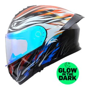 CASCO RODA PILOT NEGRO WF GLOW IN THE DARK MICA CELESTE S ABATIBLE SVS