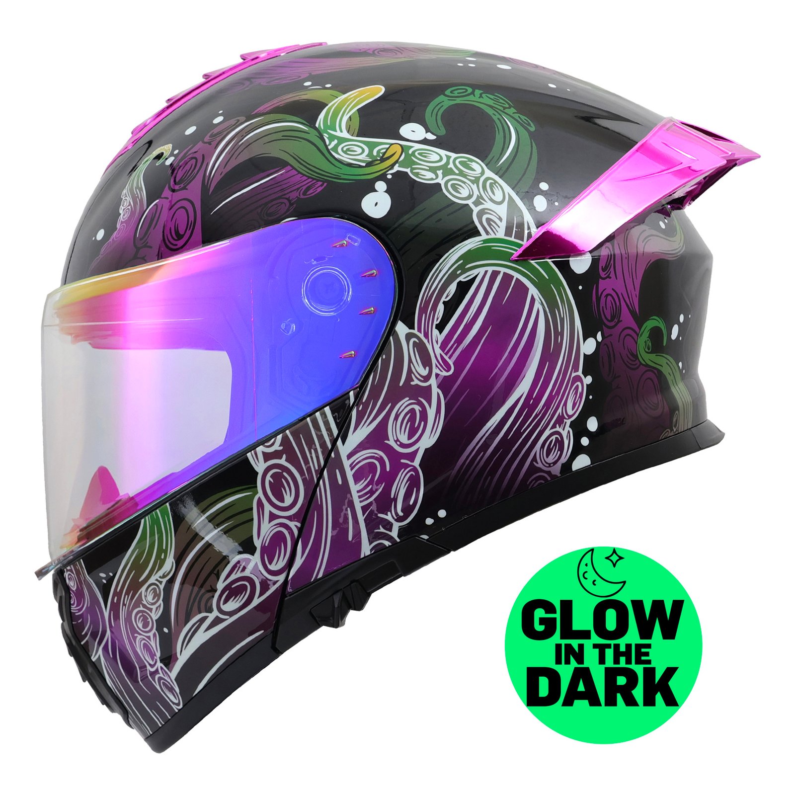 CASCO RODA PILOT MORADO KRAKEN GLOW IN THE DARK MICA MORADA L ABATIBLE SVS