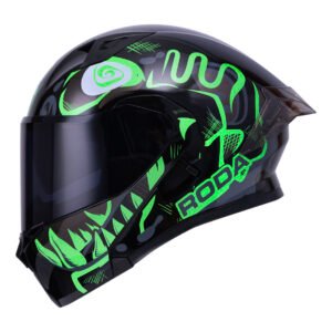 CASCO RODA RUSH NEGRO VERDE COLOR BONES S MICA HUMO ABATIBLE SVS