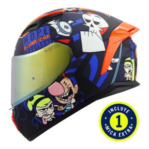 CASCO SHAFT SH582SP AZUL MATE BILLY Y MANDY CARTOON MICA NARANJA M CERRADO