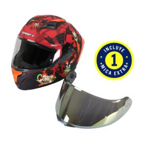 CASCO SHAFT SH582SP ROJO SAMURAI JACK CARTOON MICA NARANJA M CERRADO