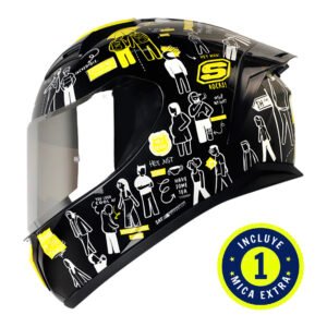CASCO SHAFT SH582SP NEGRO PEOPLE WALKING MICA PLATEADA M CERRADO